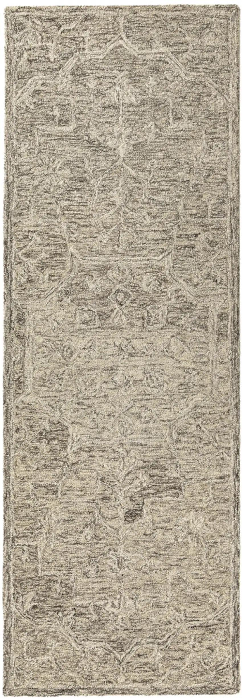 8' Brown And Tan Wool Floral Hand Tufted Runner Rug Photo 2