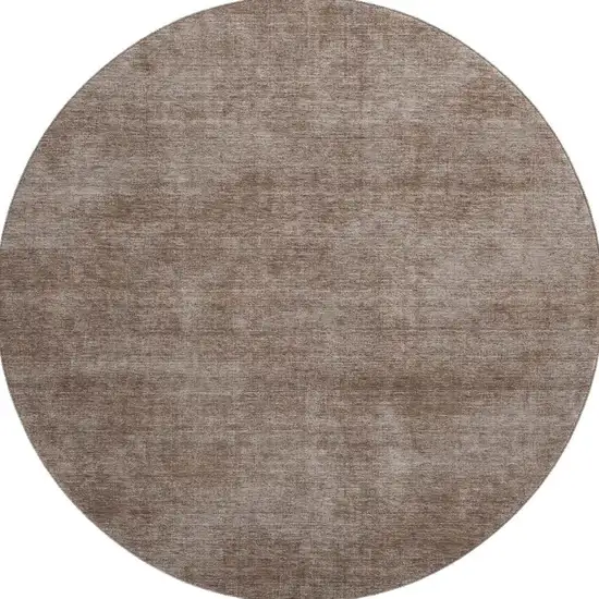 8' Brown And Taupe Abstract Washable Round Rug With UV Protection Photo 2