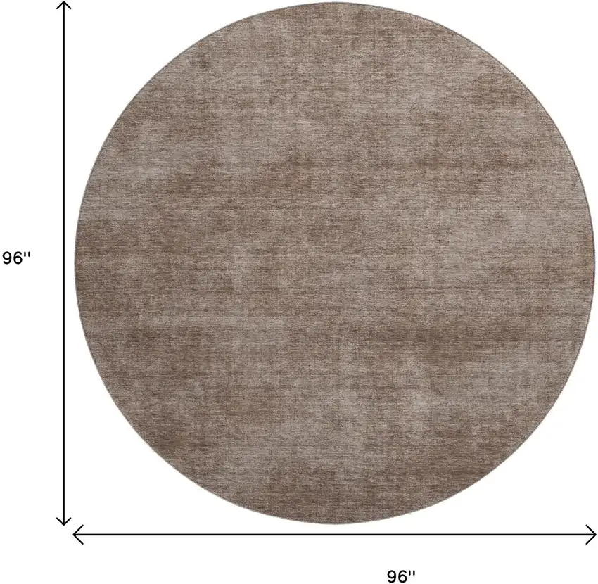 8' Brown And Taupe Abstract Washable Round Rug With UV Protection Photo 9