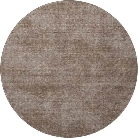 8' Brown And Taupe Abstract Washable Round Rug With UV Protection Photo 3