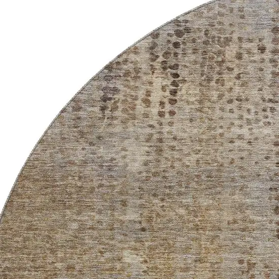8' Brown And Taupe Abstract Washable Round Rug With UV Protection Photo 3