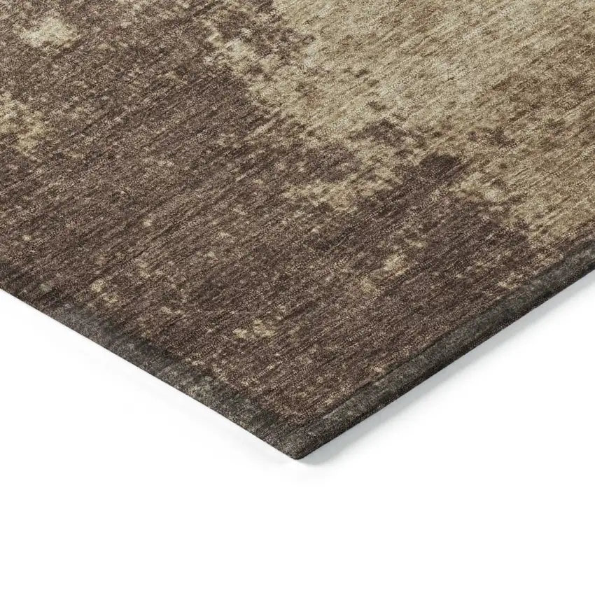 8' Brown And Taupe Round Abstract Washable Indoor Outdoor Area Rug Photo 8