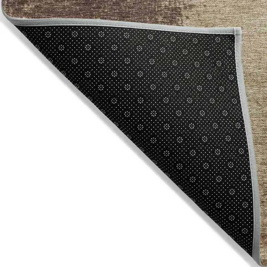 8' Brown And Taupe Round Abstract Washable Indoor Outdoor Area Rug Photo 5