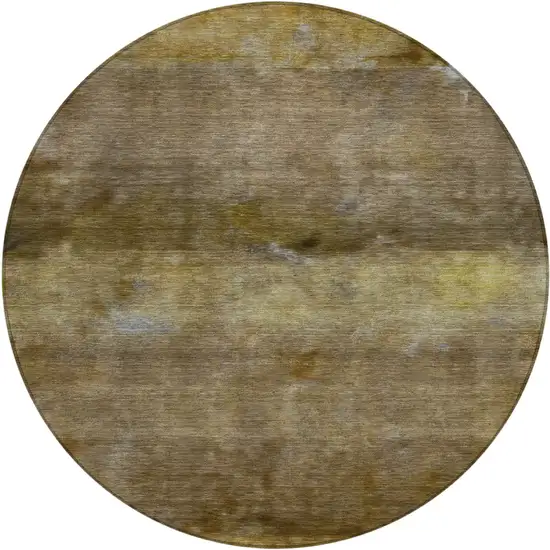 8' Brown And Taupe Round Abstract Washable Indoor Outdoor Area Rug Photo 2