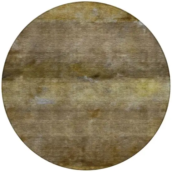 8' Brown And Taupe Round Abstract Washable Indoor Outdoor Area Rug Photo 4