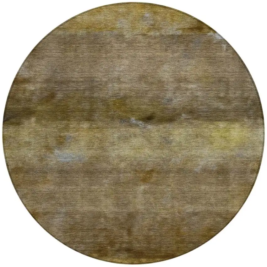 8' Brown And Taupe Round Abstract Washable Indoor Outdoor Area Rug Photo 4