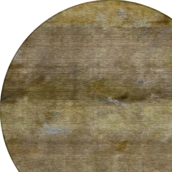 8' Brown And Taupe Round Abstract Washable Indoor Outdoor Area Rug Photo 6