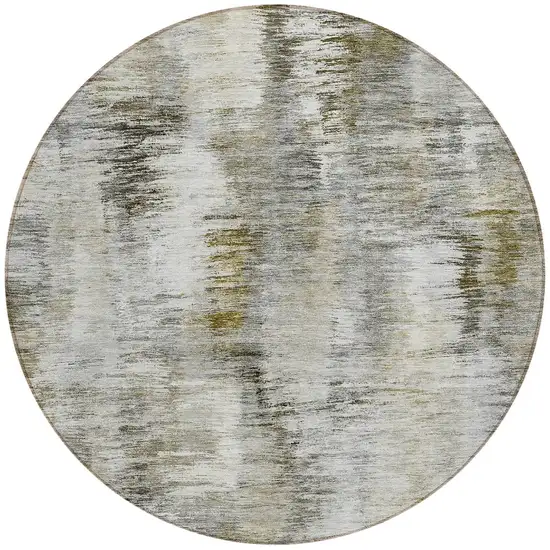 8' Brown And Taupe Round Abstract Washable Indoor Outdoor Area Rug Photo 5