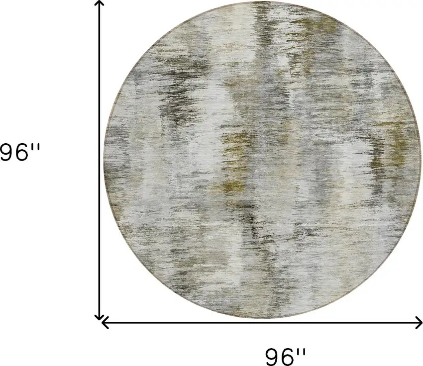 8' Brown And Taupe Round Abstract Washable Indoor Outdoor Area Rug Photo 3