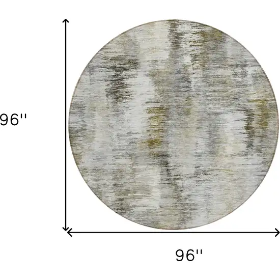 8' Brown And Taupe Round Abstract Washable Indoor Outdoor Area Rug Photo 3