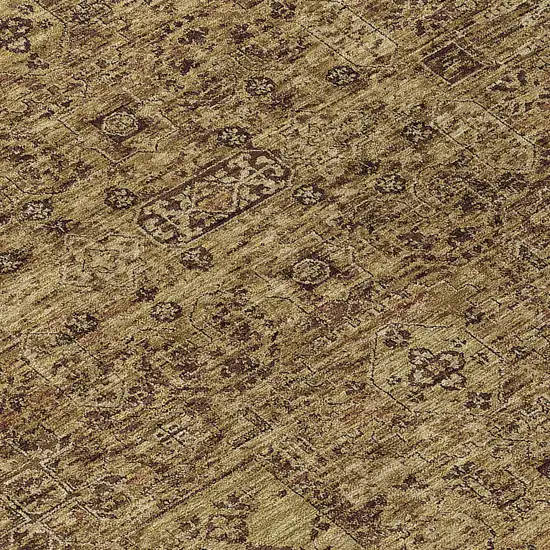 8' Brown And Taupe Round Floral Washable Indoor Outdoor Area Rug Photo 7