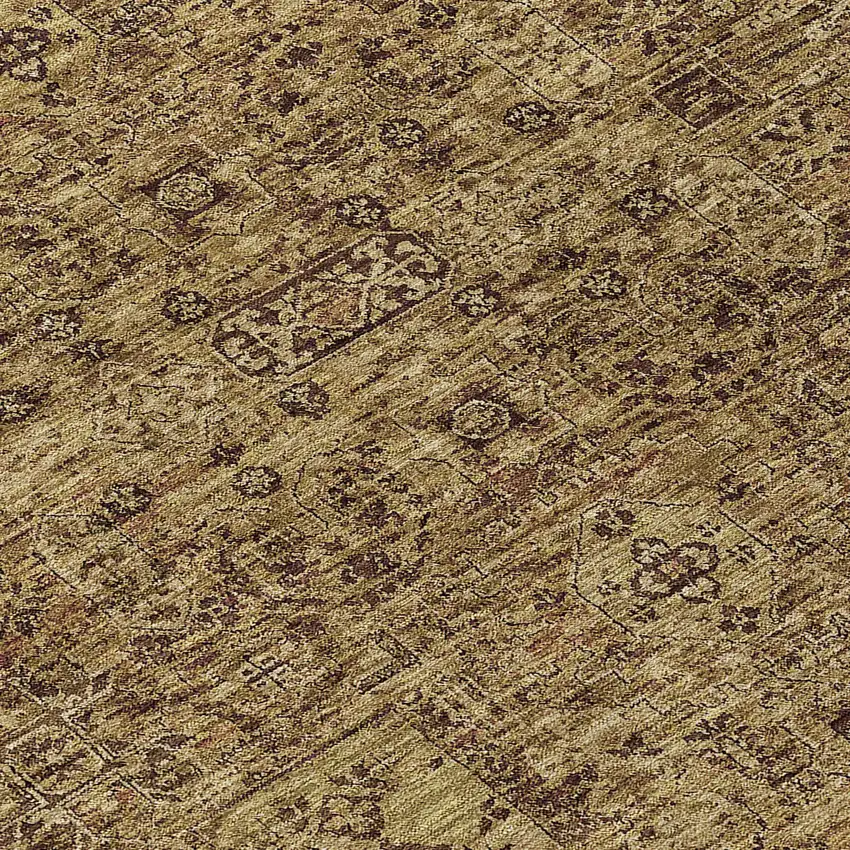 8' Brown And Taupe Round Floral Washable Indoor Outdoor Area Rug Photo 7