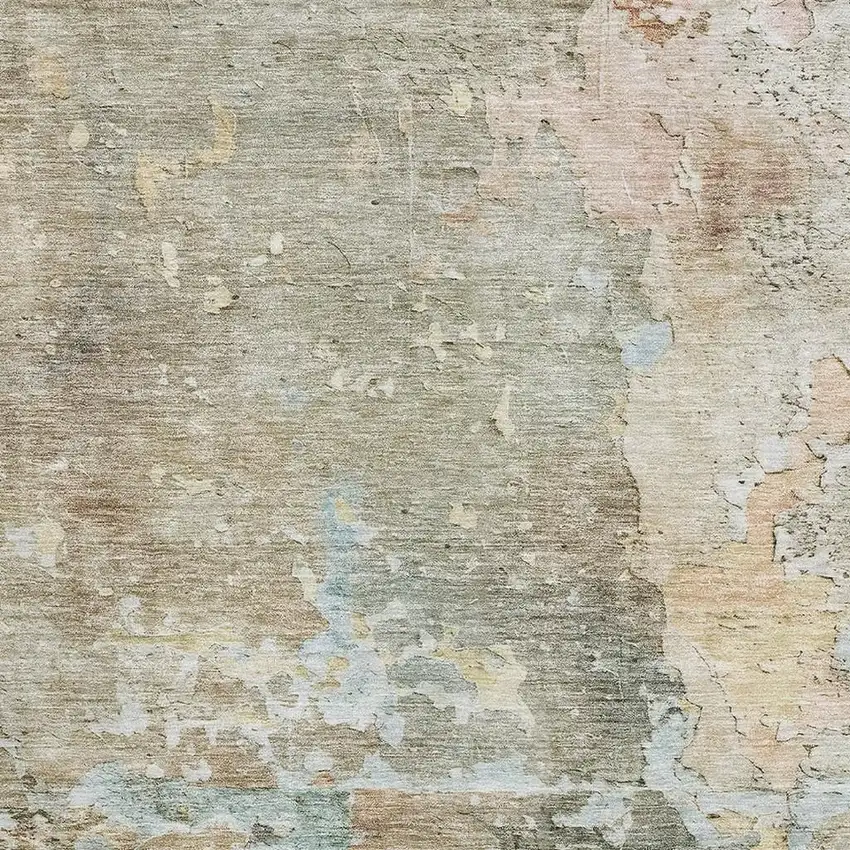 8' Brown Beige And Blue Abstract Washable Area Rug With UV Protection Photo 2