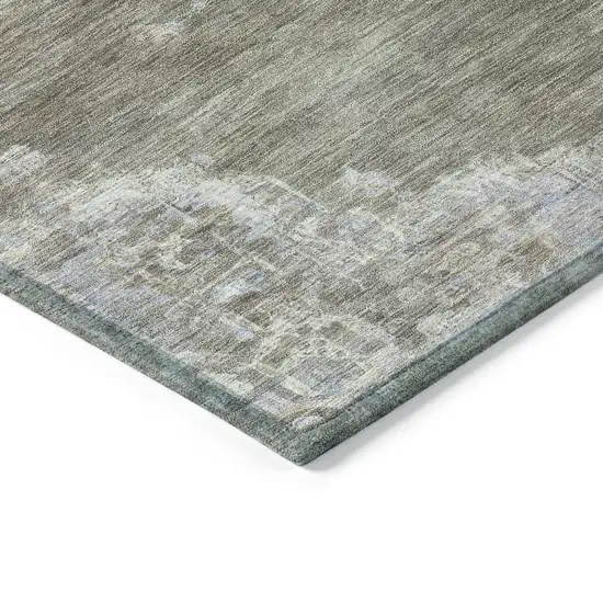 8' Brown Beige And Blue Round Medallion Washable Indoor Outdoor Area Rug Photo 6