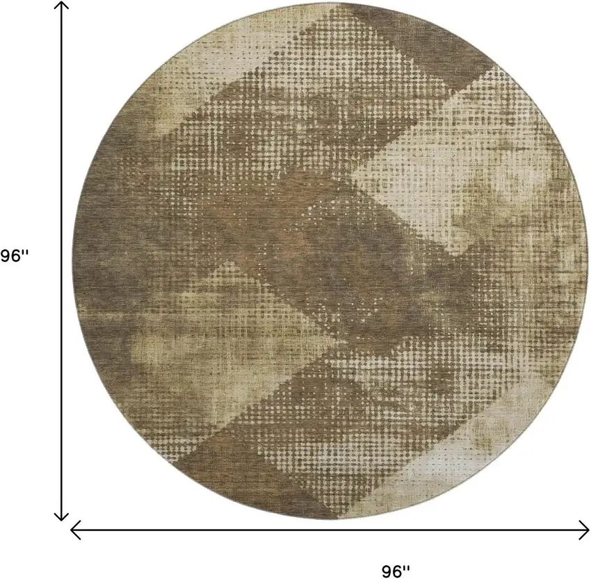 8' Brown Beige And Chocolate Diamond Washable Round Rug With UV Protection Photo 9