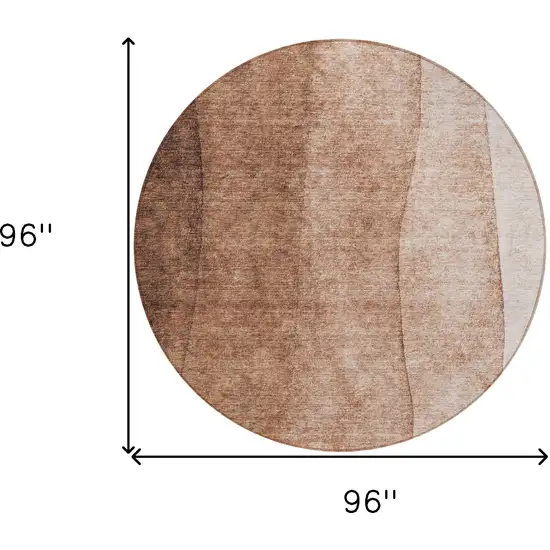 8' Brown Beige And Chocolate Round Ombre Washable Indoor Outdoor Area Rug Photo 7