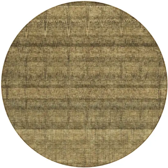 8' Brown Beige And Chocolate Round Striped Washable Indoor Outdoor Area Rug Photo 1