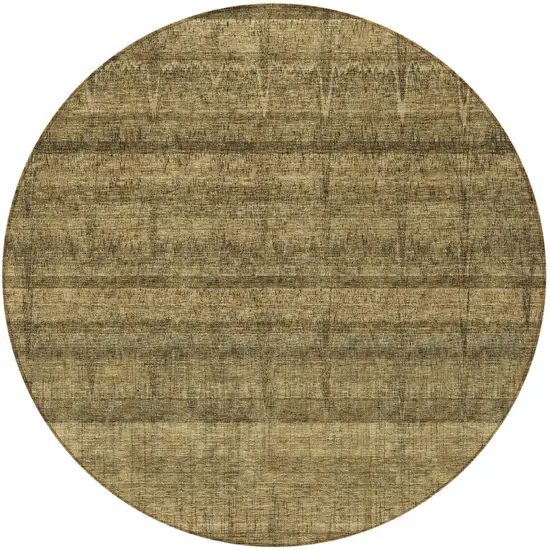 8' Brown Beige And Chocolate Round Striped Washable Indoor Outdoor Area Rug Photo 4