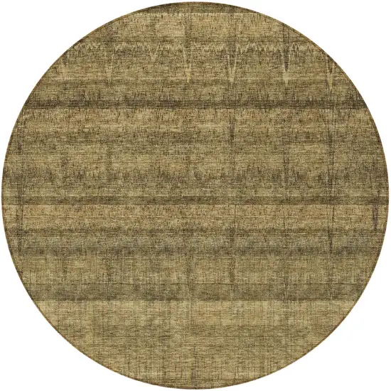 8' Brown Beige And Chocolate Round Striped Washable Indoor Outdoor Area Rug Photo 4