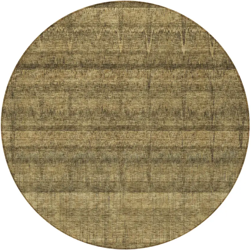 8' Brown Beige And Chocolate Round Striped Washable Indoor Outdoor Area Rug Photo 4