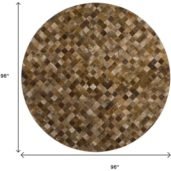 8' Brown Beige And Coffee Geometric Washable Round Rug With UV Protection Photo 3