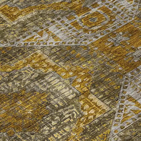 8' Brown Beige And Copper Round Moroccan Washable Indoor Outdoor Area Rug Photo 8