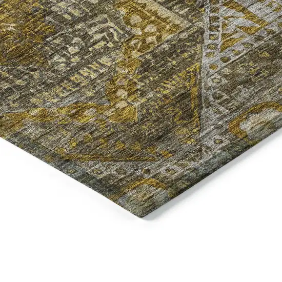 8' Brown Beige And Copper Round Moroccan Washable Indoor Outdoor Area Rug Photo 7