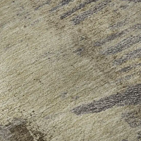 8' Brown Beige And Gray Abstract Washable Round Rug With UV Protection Photo 8