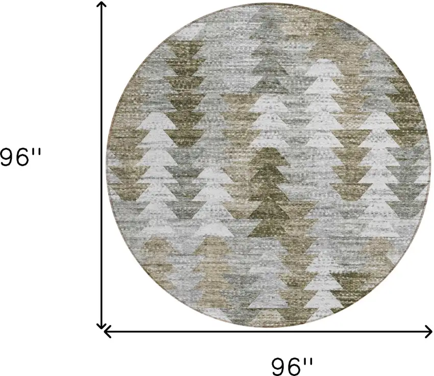8' Brown Beige And Gray Round Geometric Washable Indoor Outdoor Area Rug Photo 9