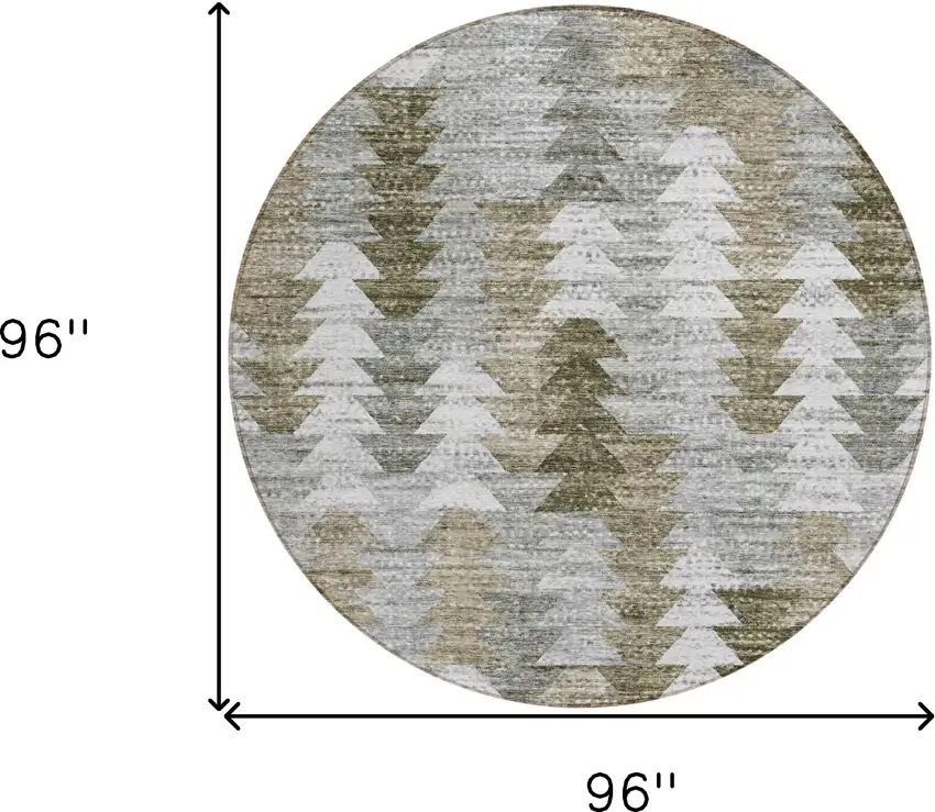 8' Brown Beige And Gray Round Geometric Washable Indoor Outdoor Area Rug Photo 9