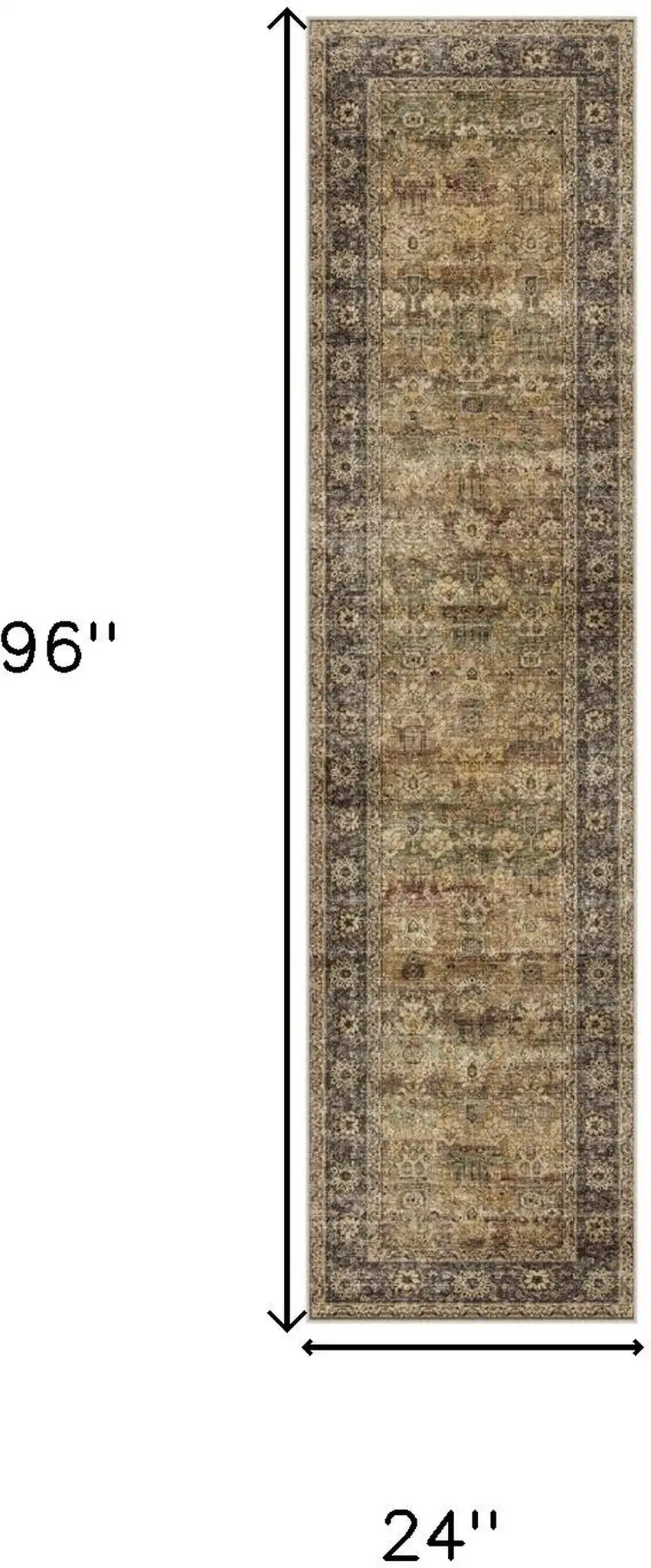 8' Brown Beige And Green Floral Medallion Washable Area Rug Photo 5