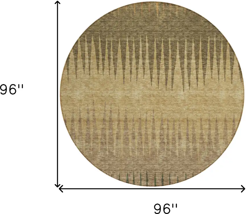 8' Brown Beige And Green Round Striped Washable Indoor Outdoor Area Rug Photo 3