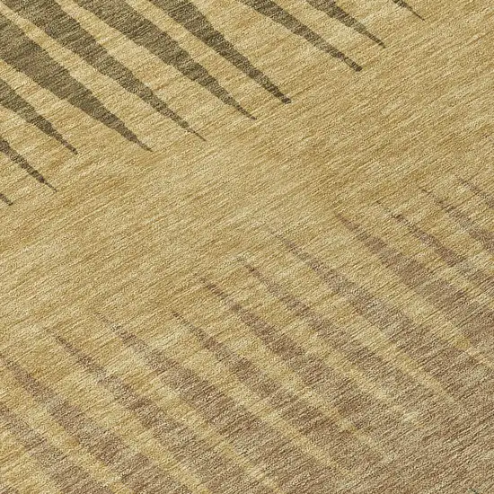 8' Brown Beige And Green Round Striped Washable Indoor Outdoor Area Rug Photo 8