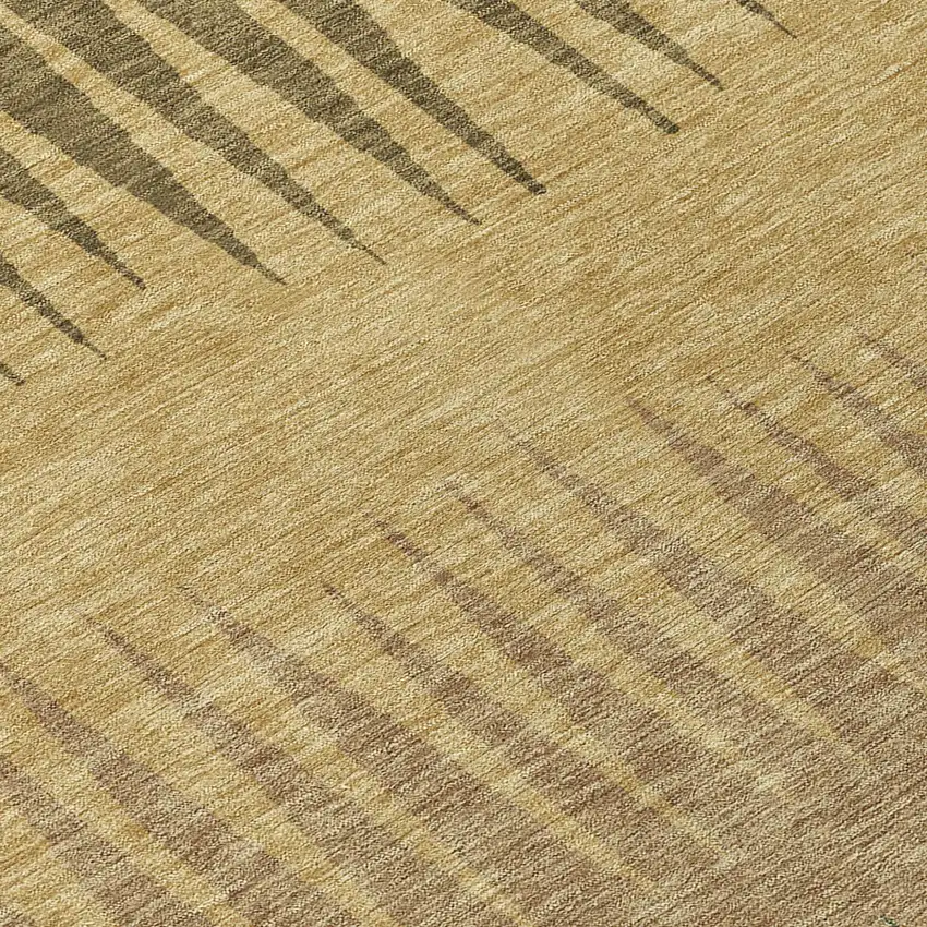 8' Brown Beige And Green Round Striped Washable Indoor Outdoor Area Rug Photo 8