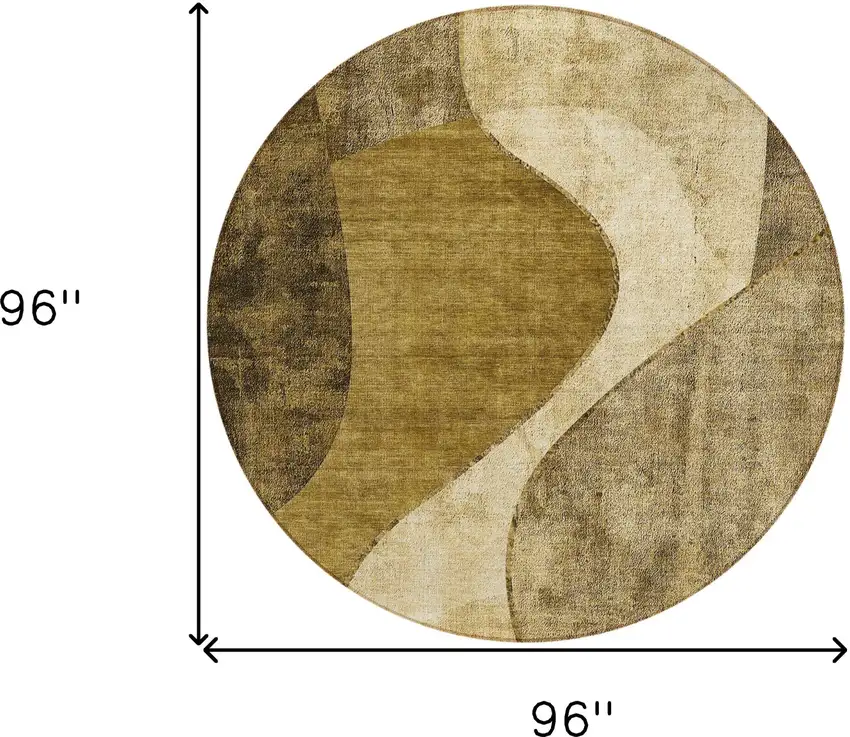 8' Brown Beige And Ivory Round Abstract Washable Indoor Outdoor Area Rug Photo 8