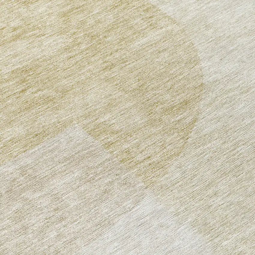 8' Brown Beige And Ivory Round Geometric Washable Indoor Outdoor Area Rug Photo 8