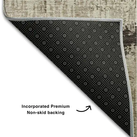 8' Brown Beige And Ivory Striped Washable Round Rug With UV Protection Photo 5