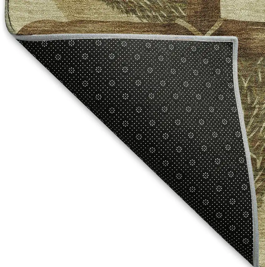 8' Brown Beige And Rust Animal Print Washable Round Rug With UV Protection Photo 6