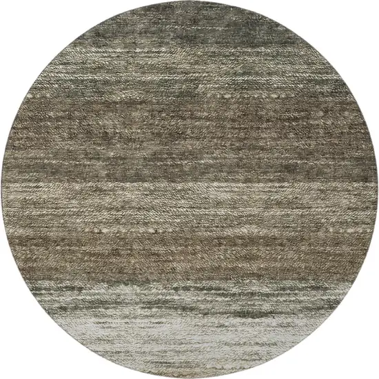 8' Brown Beige And Tan Ombre Washable Round Rug With UV Protection Photo 4