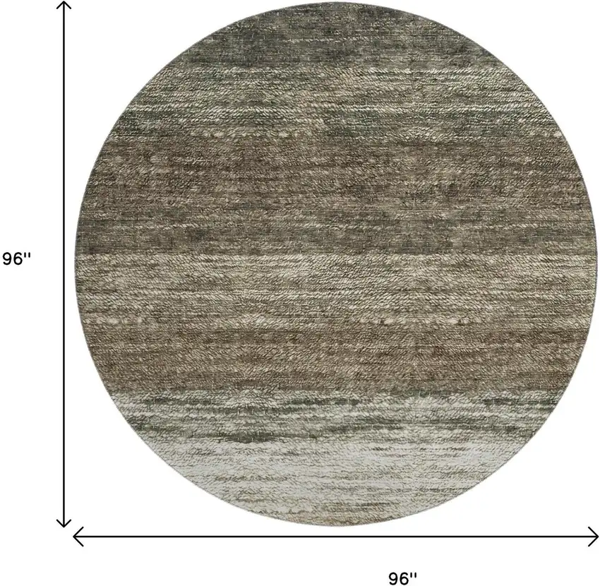 8' Brown Beige And Tan Ombre Washable Round Rug With UV Protection Photo 3