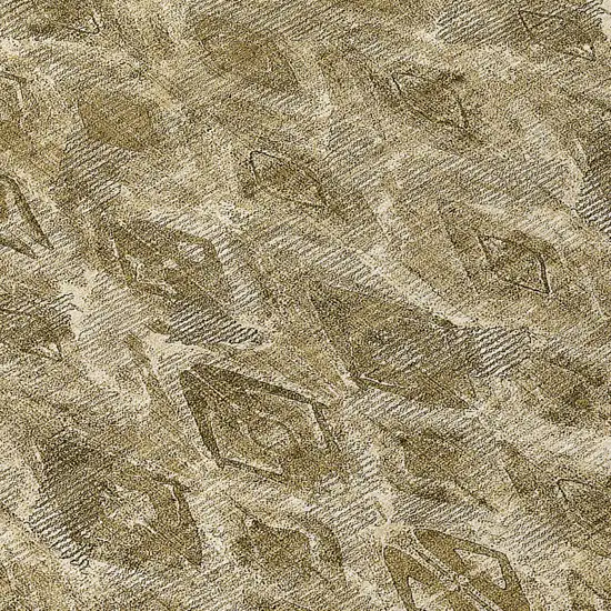 8' Brown Beige And Tan Round Geometric Washable Indoor Outdoor Area Rug Photo 7