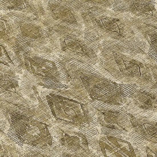 8' Brown Beige And Tan Round Geometric Washable Indoor Outdoor Area Rug Photo 7