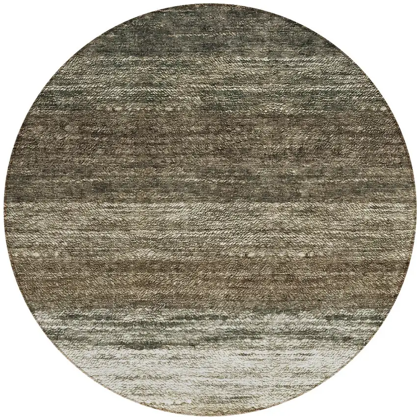 8' Brown Beige And Tan Round Ombre Washable Indoor Outdoor Area Rug Photo 5