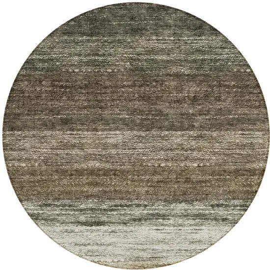 8' Brown Beige And Tan Round Ombre Washable Indoor Outdoor Area Rug Photo 5