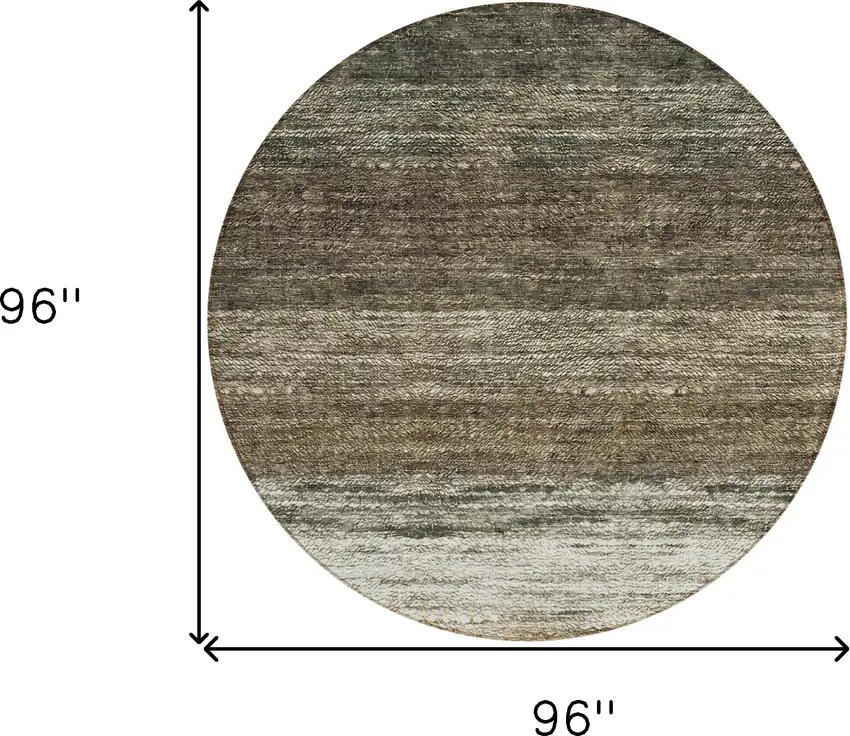 8' Brown Beige And Tan Round Ombre Washable Indoor Outdoor Area Rug Photo 3