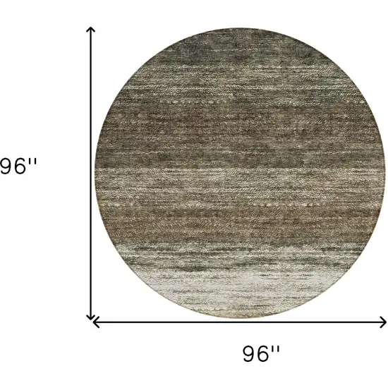 8' Brown Beige And Tan Round Ombre Washable Indoor Outdoor Area Rug Photo 3