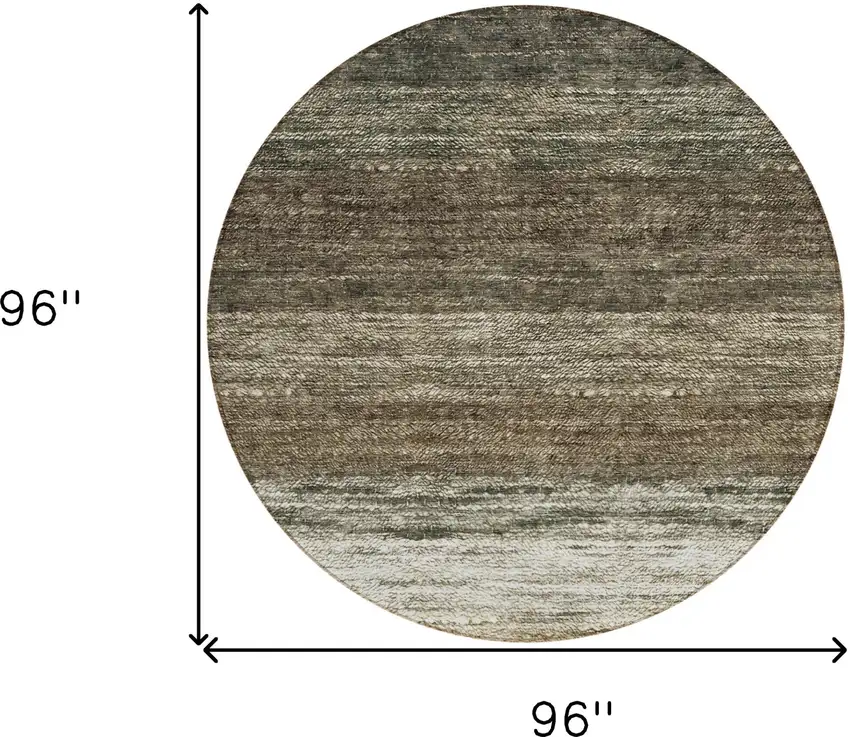 8' Brown Beige And Tan Round Ombre Washable Indoor Outdoor Area Rug Photo 3