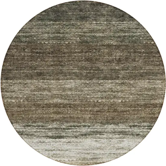 8' Brown Beige And Tan Round Ombre Washable Indoor Outdoor Area Rug Photo 2