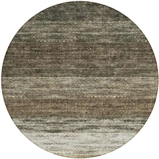 8' Brown Beige And Tan Round Ombre Washable Indoor Outdoor Area Rug Photo 2