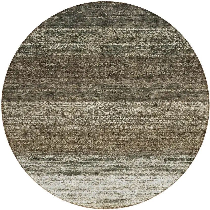 8' Brown Beige And Tan Round Ombre Washable Indoor Outdoor Area Rug Photo 2